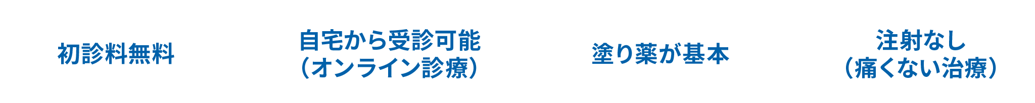 初診料無料! 自宅から受診可能(オンライン診療) 塗り薬が基本! 注射なし(痛くない治療)!